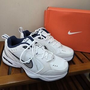 Nike Men's Air Monarch IV White and Dark Blue Athletic Sneakers Size 11.5 New